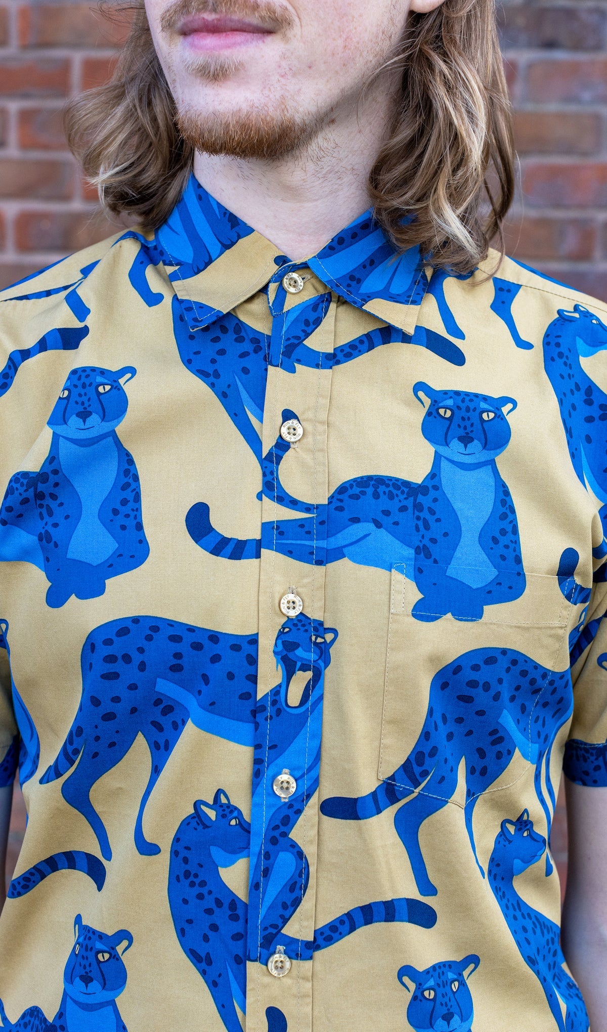 Blue Leopard Short Sleeve Shirt