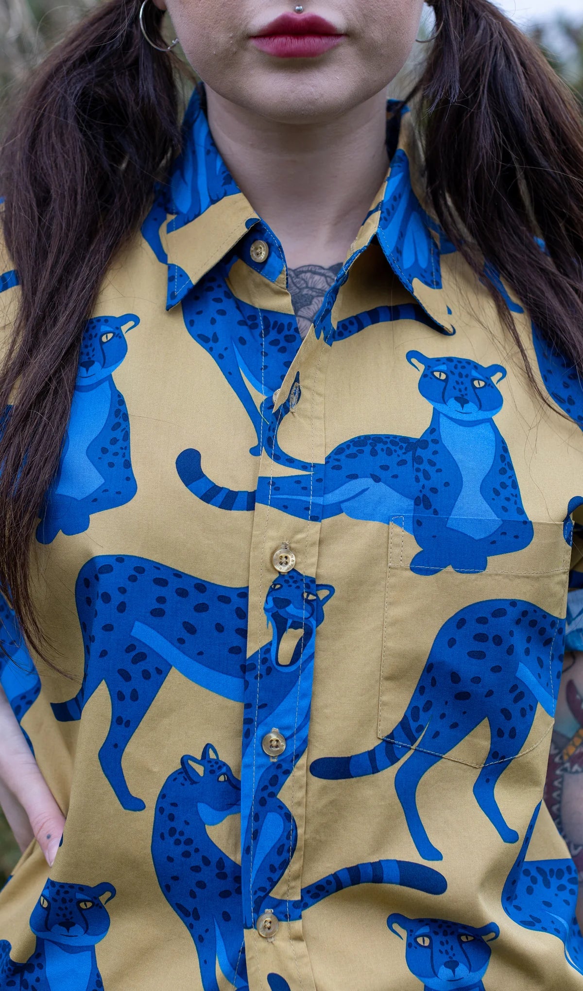 Blue Leopard Short Sleeve Shirt