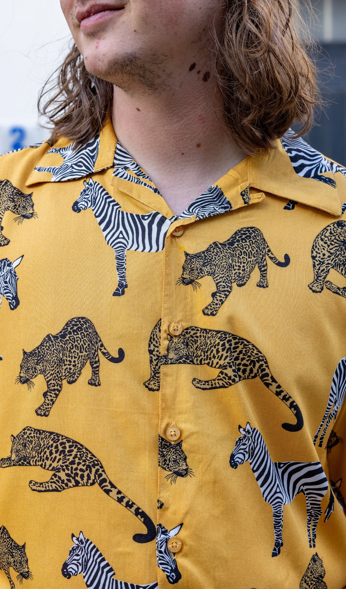 Golden Zebra Short Sleeve Rayon Shirt